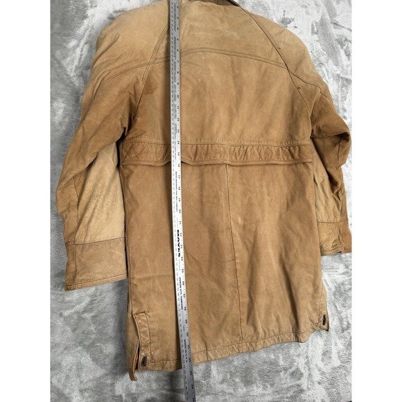 Vintage Paris Sport Club Brown Leather Barn Jacket Mens Small Chore Western Y2K - Picture 8 of 12